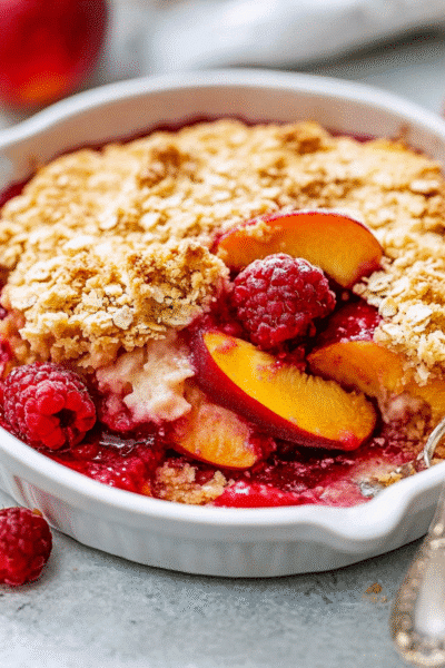 Easy Peach and Raspberry Cobbler