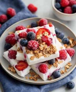 Frozen Yogurt Bark with Berries & Granola