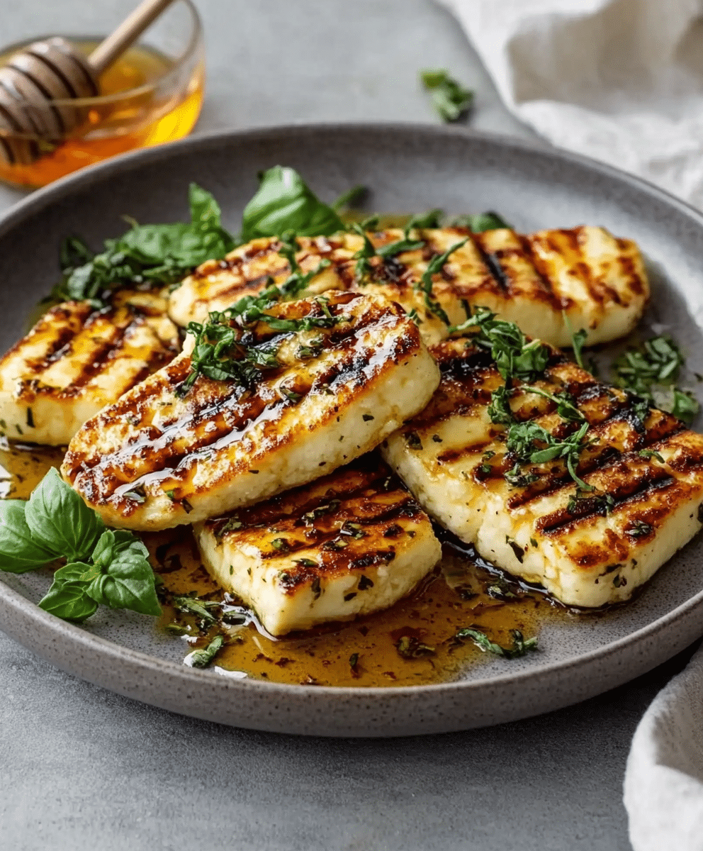 Grilled Halloumi with Honey & Herbs