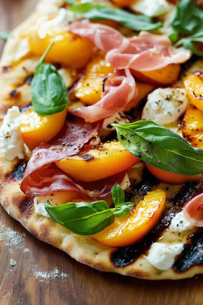 Grilled Peach & Prosciutto Flatbread