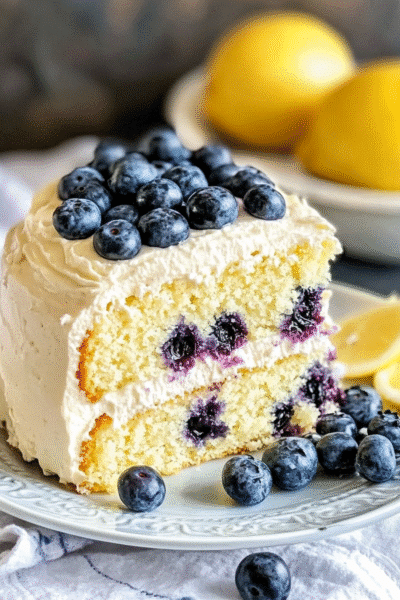 Lemon Blueberry Cake with Lemon Cream Cheese Frosting