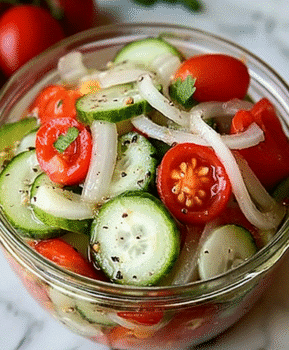 Marinated Cucumbers, Onions, and Tomatoes