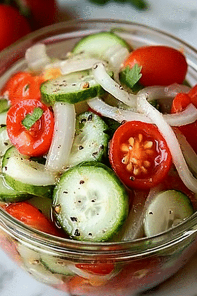 Marinated Cucumbers, Onions, and Tomatoes