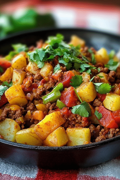 Mexican Ground Beef and Potato Skillet