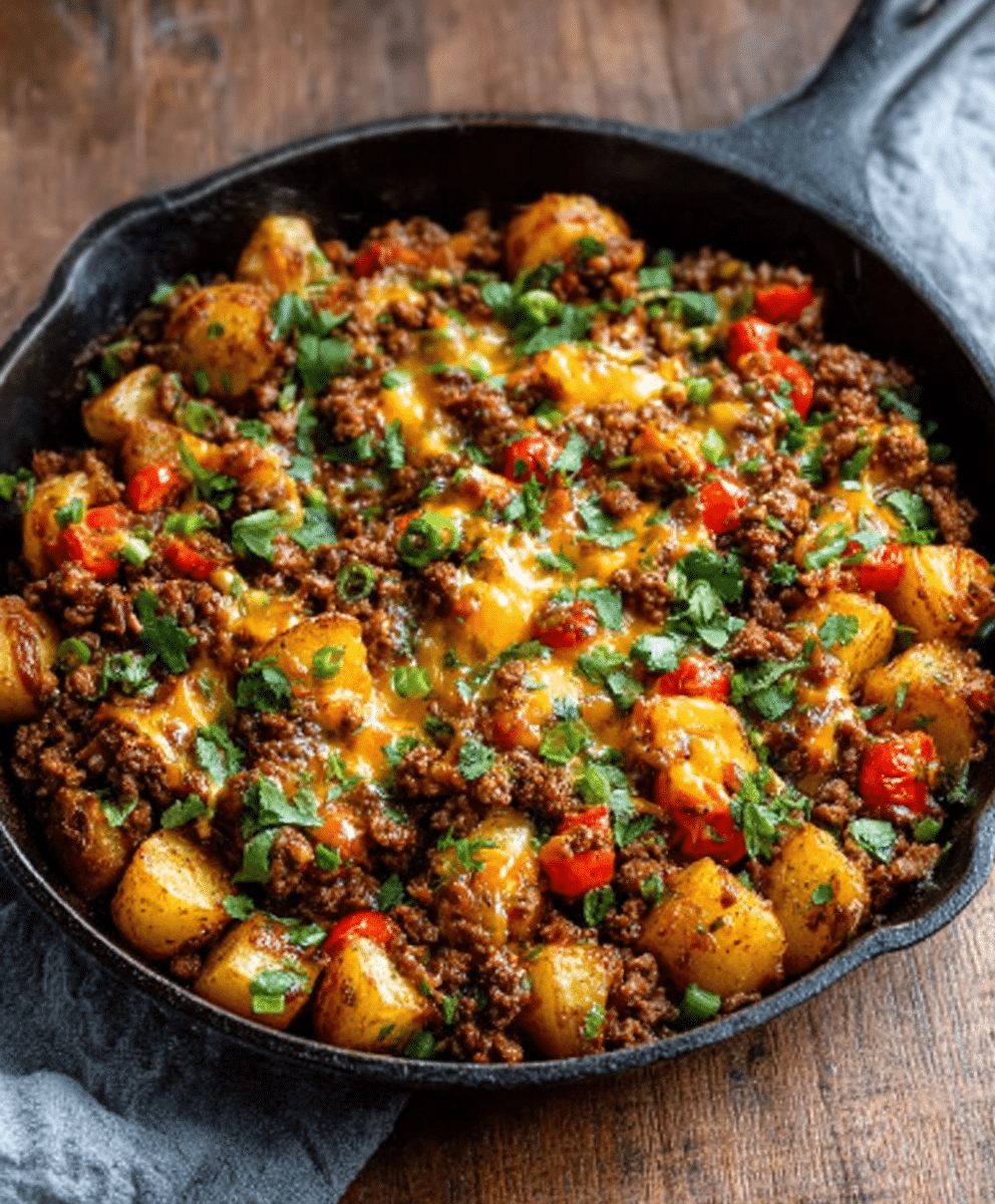 Mexican Ground Beef and Potato Skillet