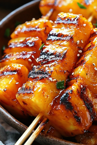Miso Caramel Grilled Pineapple