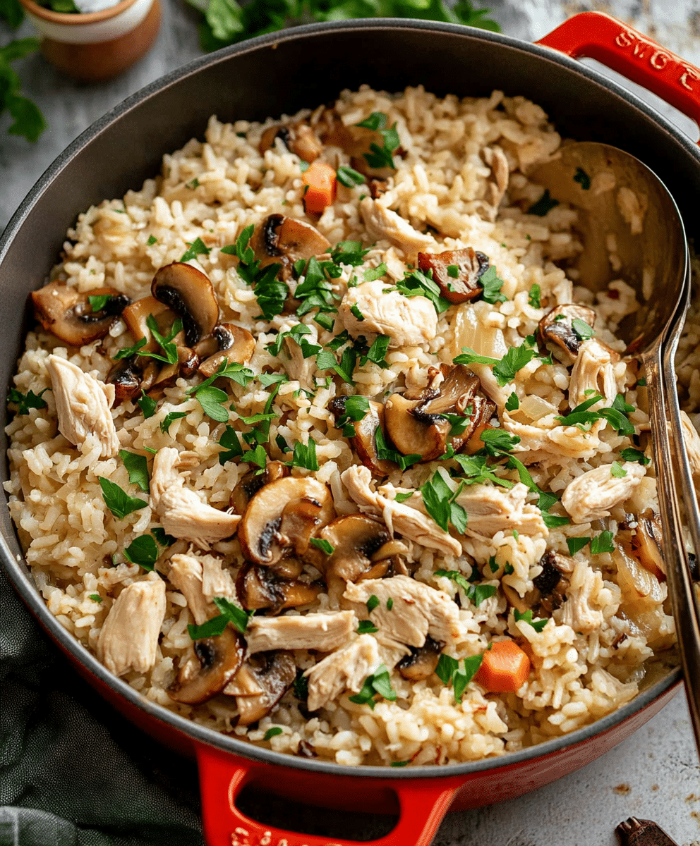 Mushroom and Chicken Rice Casserole