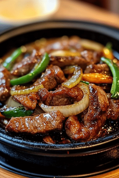 Sizzling Chinese Pepper Steak with Onions