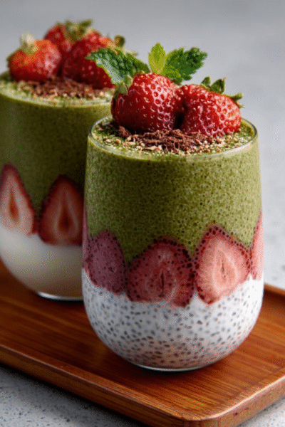 Strawberry Matcha Pudding