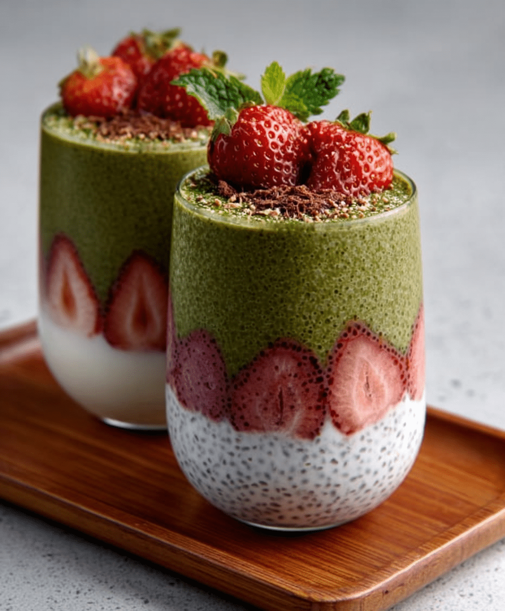 Strawberry Matcha Pudding