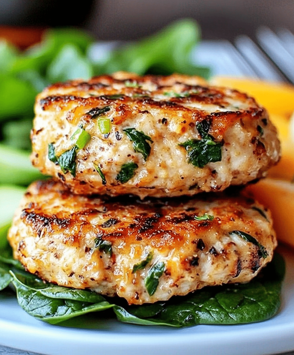 White Cheddar and Spinach Chicken Burgers