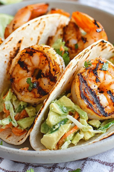 Zesty Lime Grilled Shrimp Tacos with Avocado Slaw