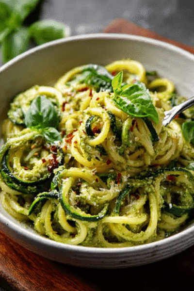 Zucchini Avocado Pesto Noodles