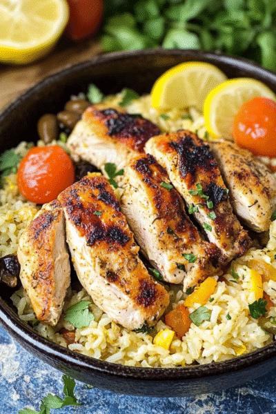 greek chicken and lemon rice