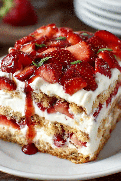 Strawberry Basil Shortcake Icebox Cake