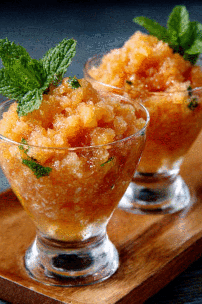 peach prosecco granita