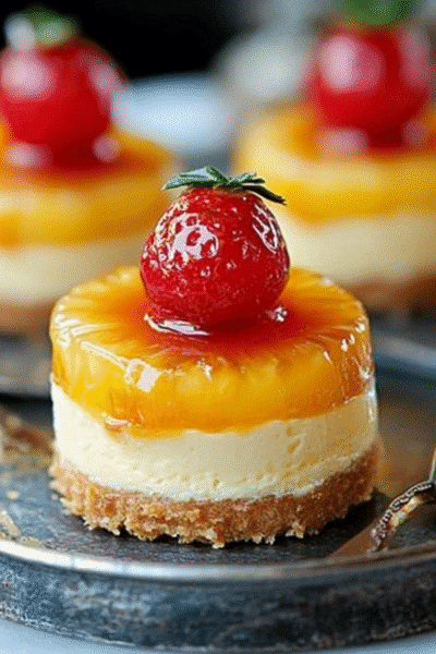 mini pineapple upside-down cheesecakes