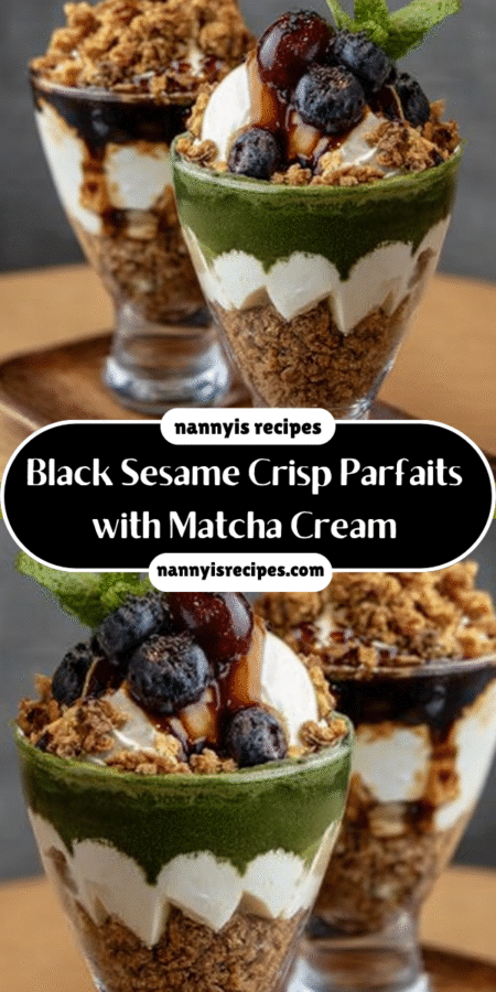 Black Sesame Crisp Parfaits with Matcha Cream delight your taste buds! 4 2 14