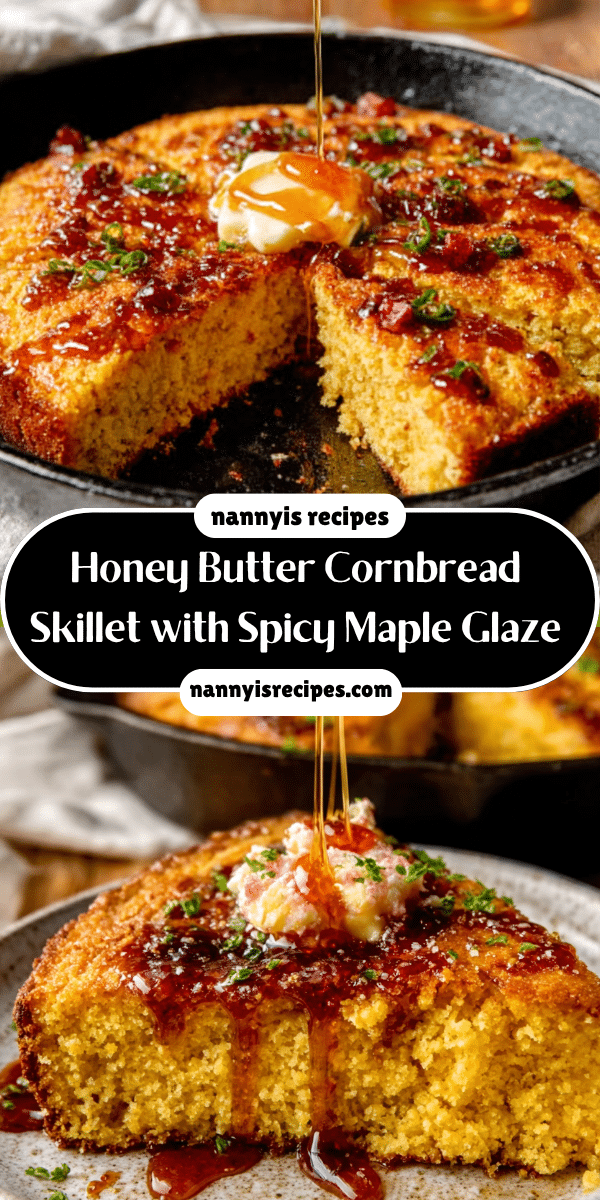 Honey Butter Cornbread Skillet with Spicy Maple Glaze is a must-try! 4 3 6
