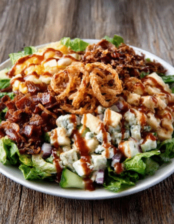 BBQ Ranch Chopped Salad with Crispy Onion Straws