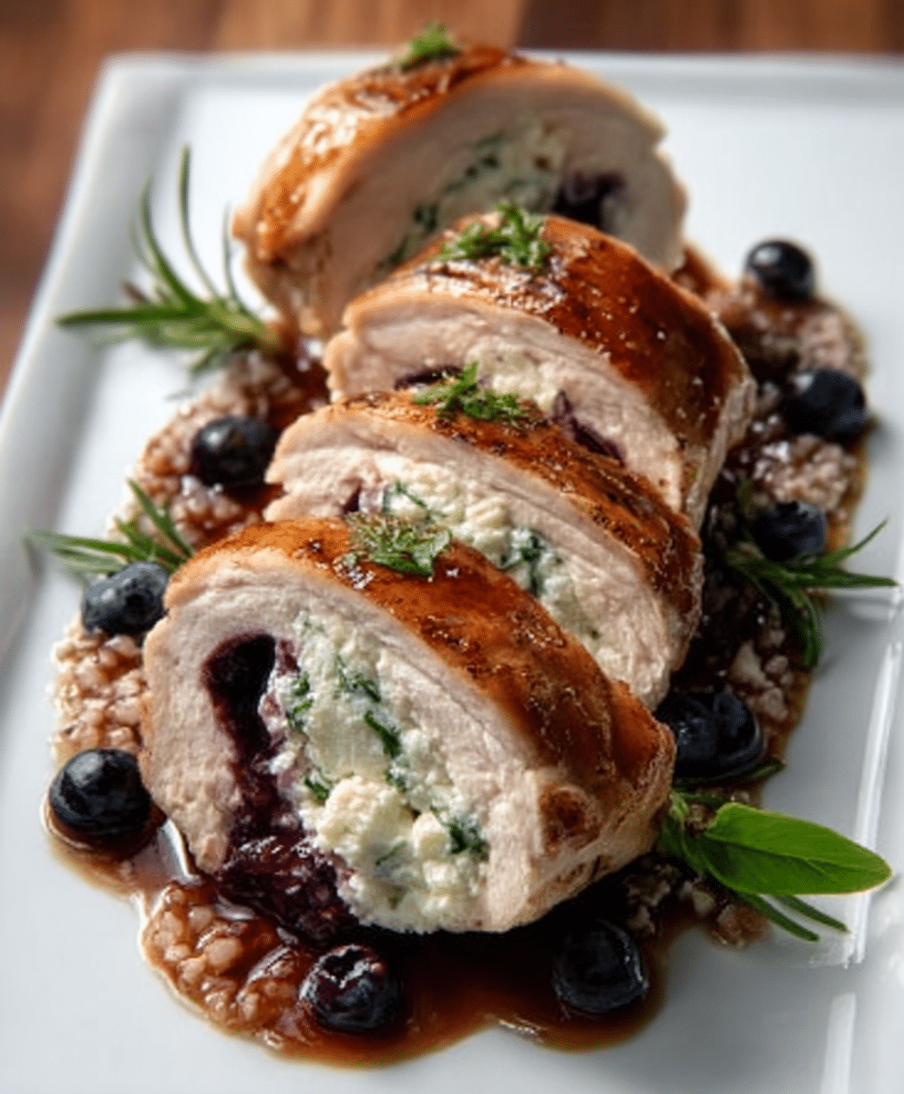 Blueberry Goat Cheese Stuffed Chicken