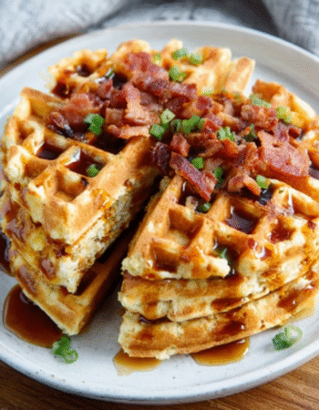 CRISPY Protein Waffle Tacos with Spicy Maple Bacon