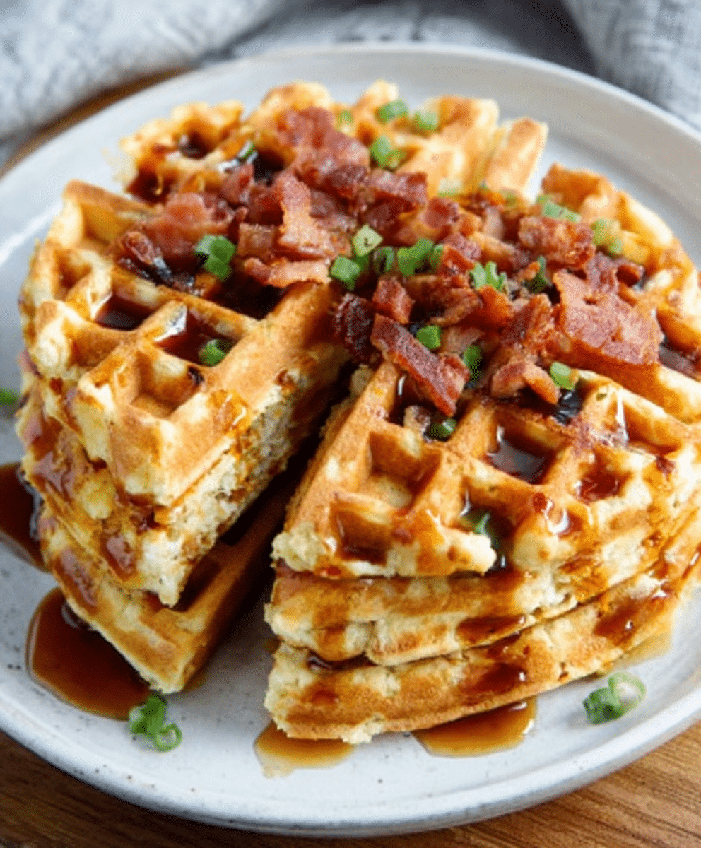 CRISPY Protein Waffle Tacos with Spicy Maple Bacon