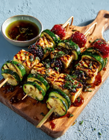 Charred Zucchini & Blackberry Halloumi Skewers
