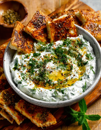 Coconut Yogurt 'Tzatziki' with Za’atar Chips