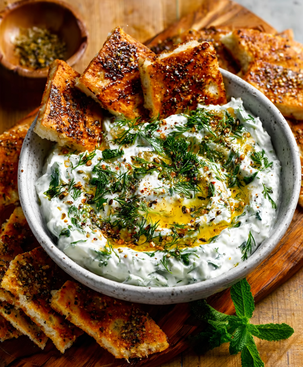 Coconut Yogurt 'Tzatziki' with Za’atar Chips