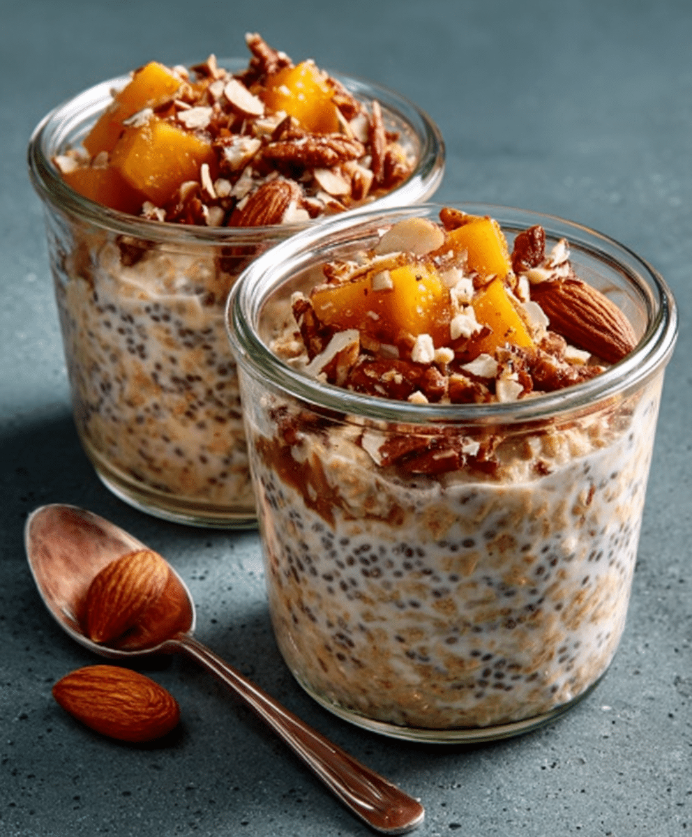 Creamy Keto Overnight Oats with Almonds and Chia