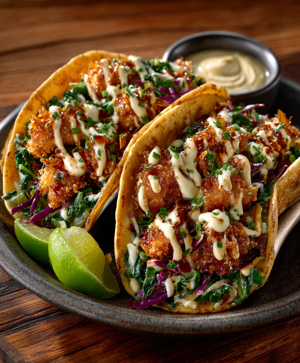 Crispy Fish Skin Tacos with Wasabi Mayo