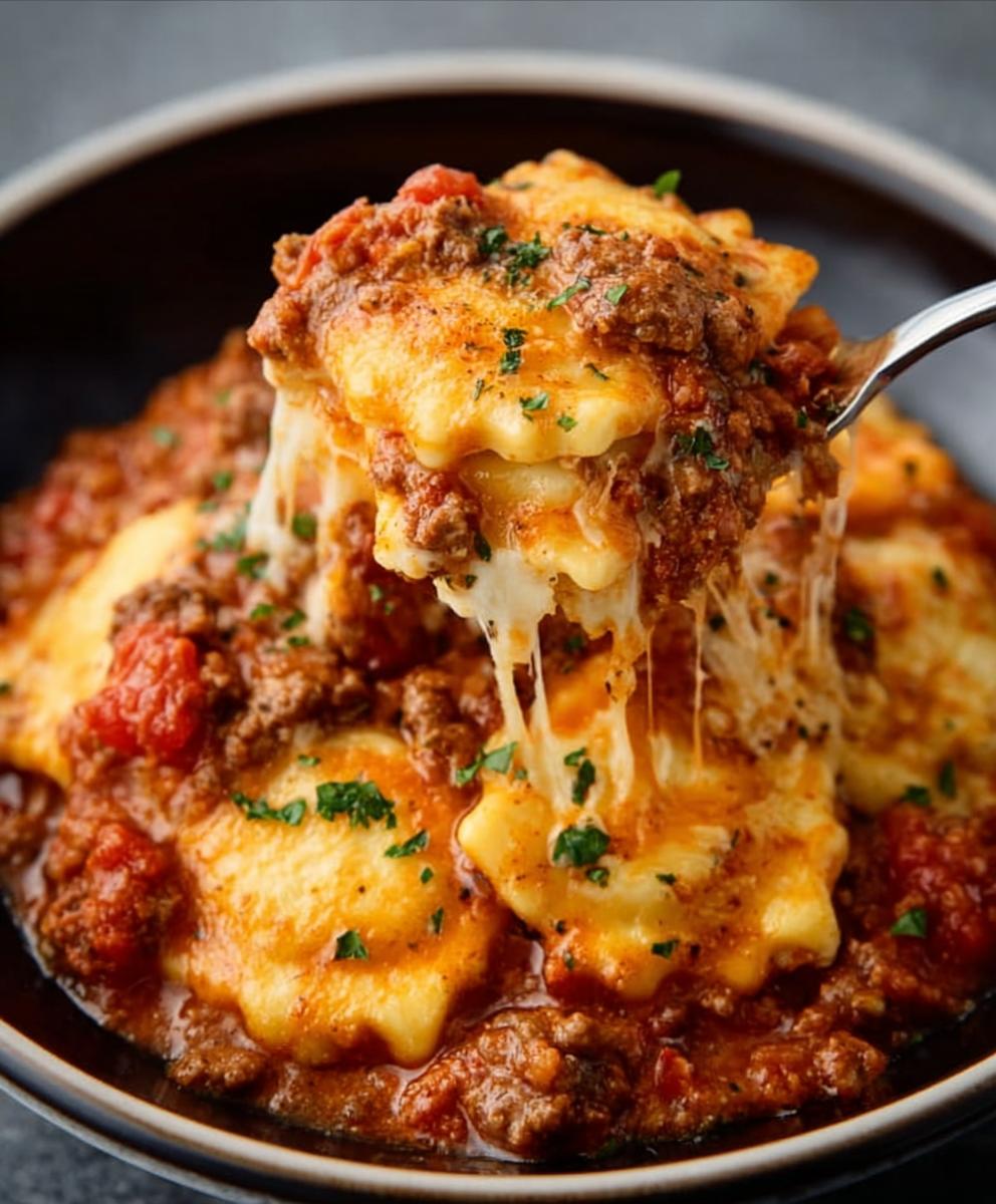Crockpot Ravioli Lasagna