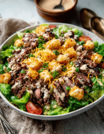 Deconstructed Keto Big Mac Salad with Pork Rind Croutons