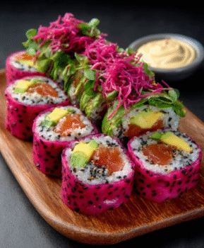 Dragon Fruit Sushi Burrito with Wasabi Mayo