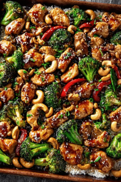 Easy Sheet Pan Cashew Chicken Recipe