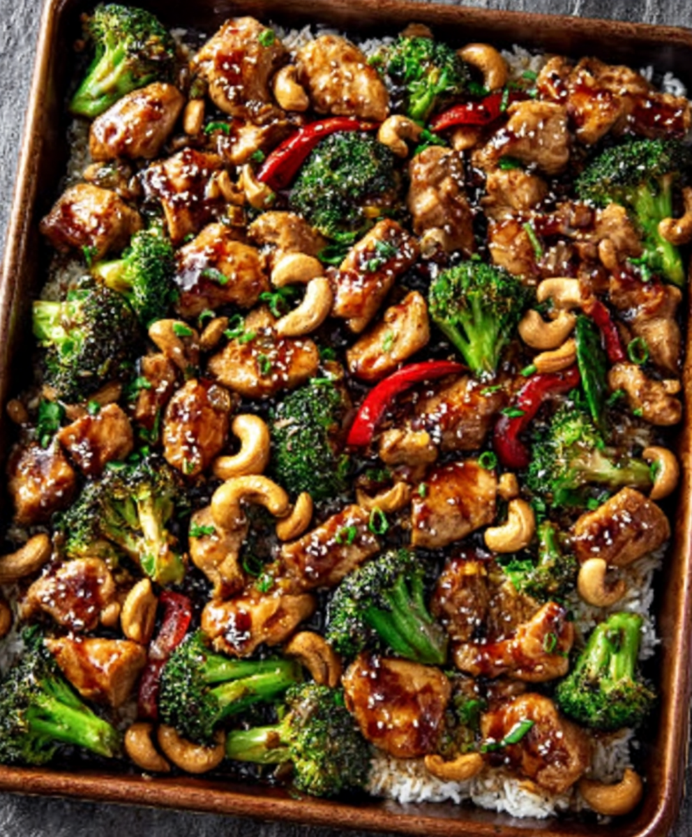 Easy Sheet Pan Cashew Chicken Recipe
