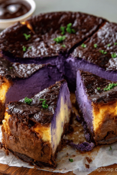 Filipino Ube Basque Cheesecake