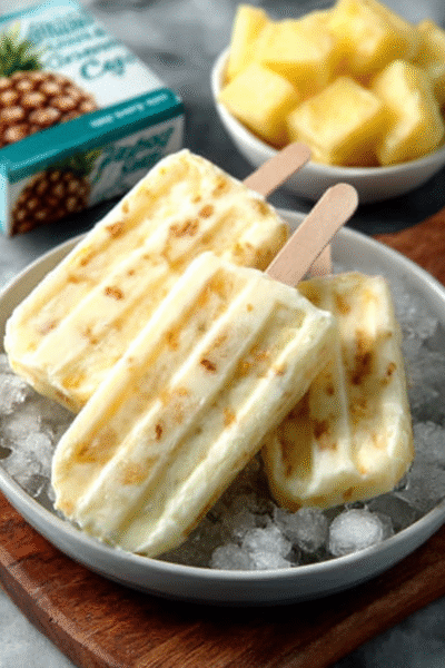 Frozen Pineapple Coconut Popsicles