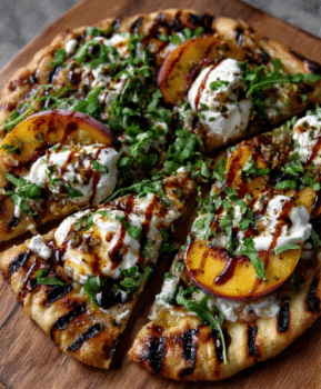 Grilled Peach & Burrata Flatbread