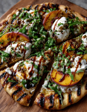 Grilled Peach & Burrata Flatbread