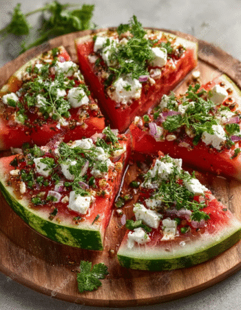 Keto Watermelon Pizza with Whipped Feta & Fresh Herbs