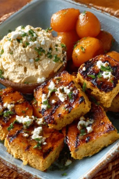 Miso-Butter Grilled Apricots with Whipped Tofu