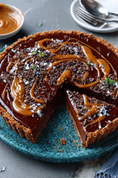 Miso Caramel Chocolate Tart