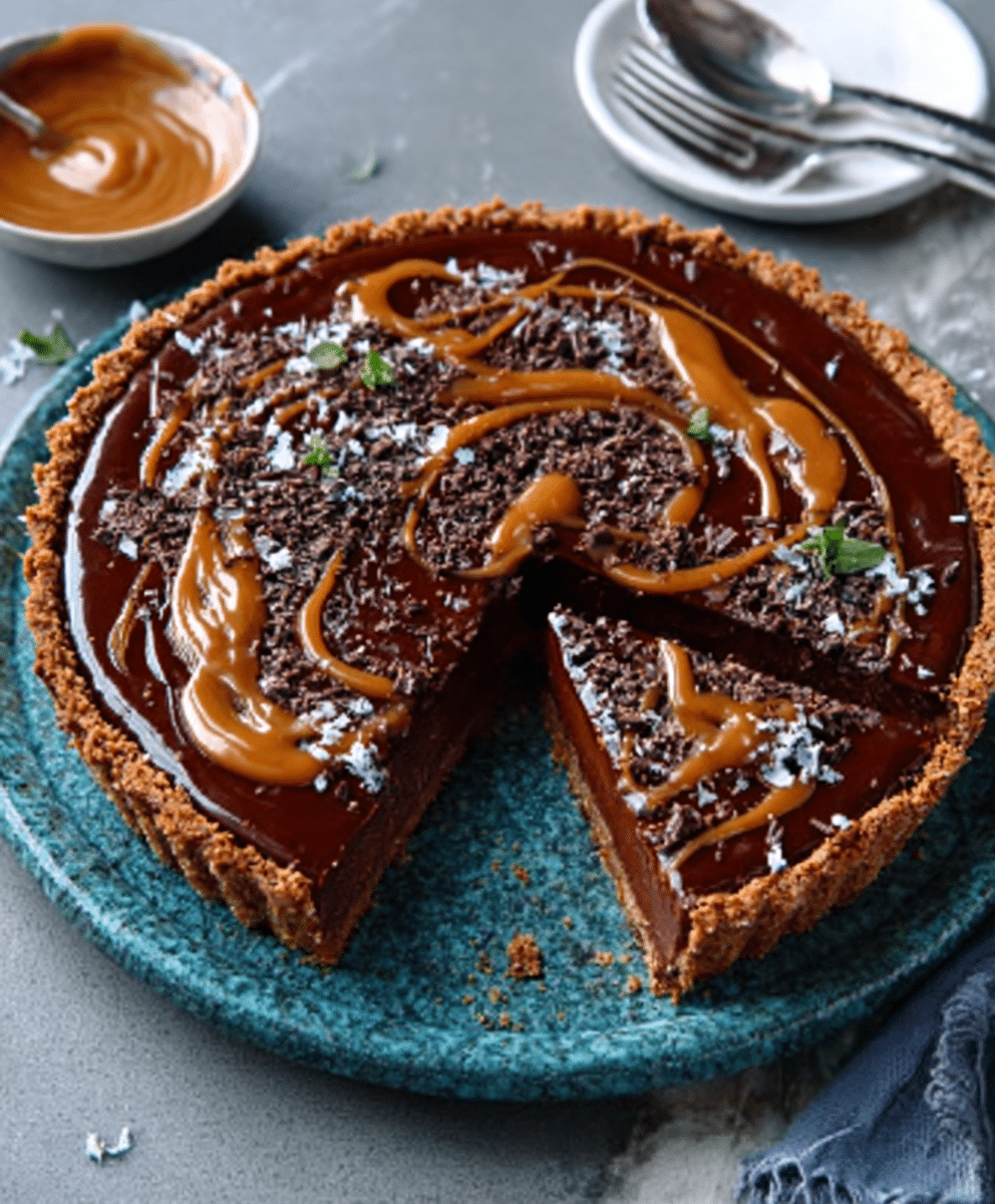 Miso Caramel Chocolate Tart