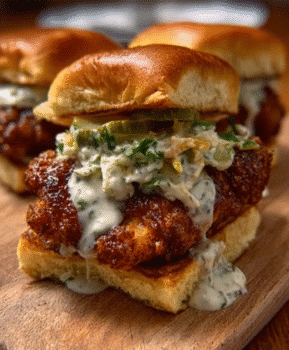 Nashville Hot Chicken Sliders with Dill Pickle Aioli