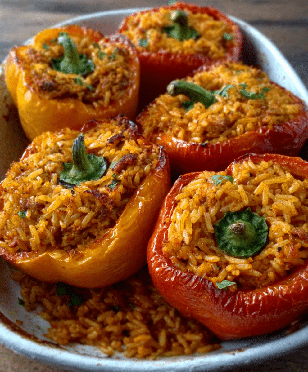 Nigerian Jollof Rice Stuffed Peppers