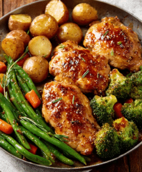 Current image: One-Pan Honey Garlic Chicken & Veggies