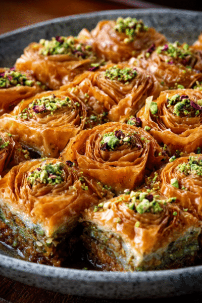 Pistachio Rose Baklava