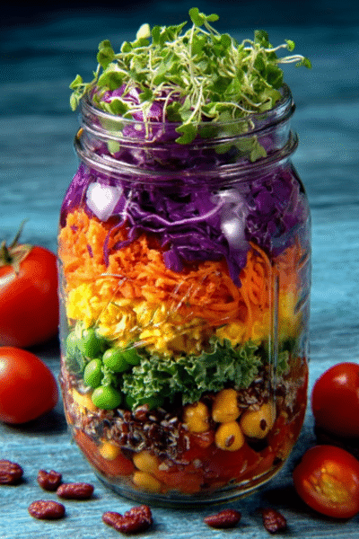 Rainbow Veggie Mason Jar Salad